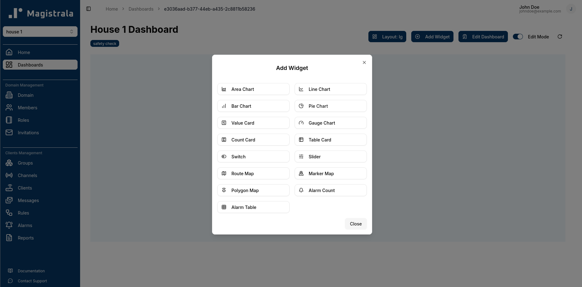 Create Widget Modal